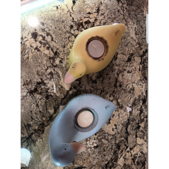 Vintage PartyLite Blue and Yellow Ducks (2) Ceramic Tea Light Holders - Picture 12 of 16